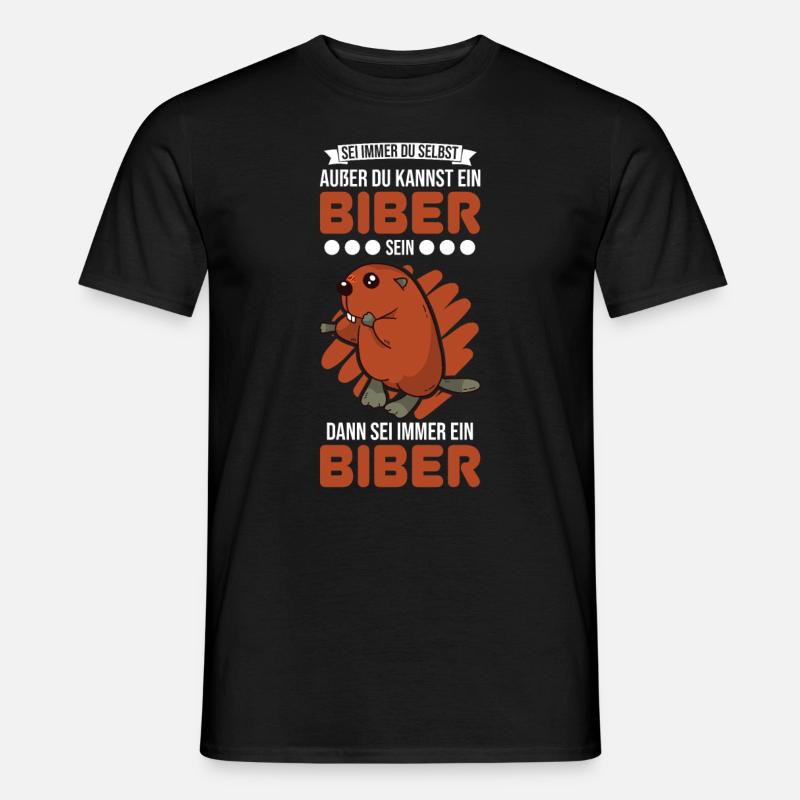 Biber Geschenk Biberdamm - Männer T-Shirt - Schwarz