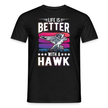 Das Leben ist besser mit Falken Falkner - Männer T-Shirt - Schwarz - Vorne - AI Model Male 178 light (178cm)