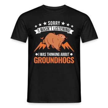 Marmot Groundhog Day Forest Marmot - Men's T-Shirt - black - Front - AI Model Male 178 light (178cm)