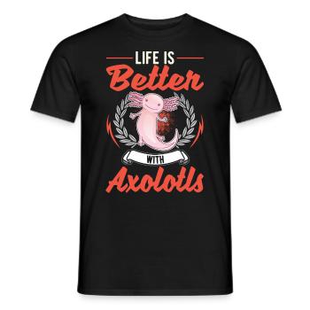 La vie est meilleure avec la salamandre à queue d’Axolotl - T-shirt homme - noir - Devant - AI Model Male 178 light (178cm)