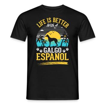 Life is better with a Galgo Espanol - Men's T-Shirt - black - Front - AI Model Male 178 light (178cm)