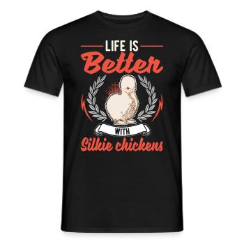 La vie est meilleure avec un poulet en soie - T-shirt homme - noir - Devant - AI Model Male 178 light (178cm)