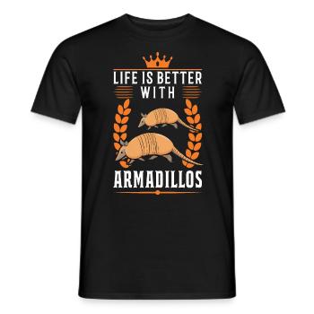 Life is better with Armadillo's armadillo - Men's T-Shirt - black - Front - AI Model Male 178 light (178cm)
