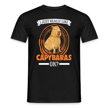 Ich mag einfach Capybaras Wasserschwein - Männer T-Shirt - Schwarz - Vorne - AI Model Male 178 light (178cm)