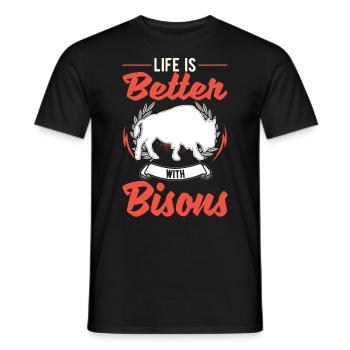 Life is better with a buffalo water buffalo - Men's T-Shirt - black - Front - AI Model Male 178 light (178cm)