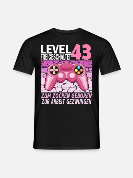 43. Geburtstag Gamer mädchen zur Arbeit gezwungen - Männer T-Shirt - Schwarz