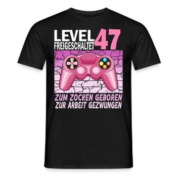 47. Geburtstag Gamer mädchen zur Arbeit gezwungen - Männer T-Shirt - Schwarz - Vorne - AI Model Male 178 light (178cm)