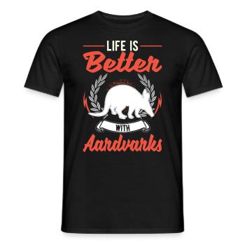 Life is better with aardvark - Men's T-Shirt - black - Front - AI Model Male 178 light (178cm)