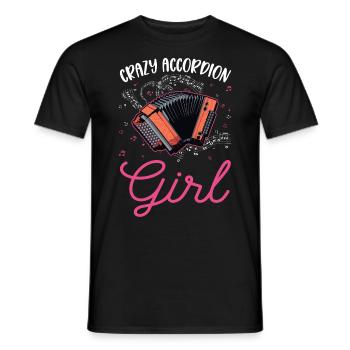 Crazy Accordion Girl Accordionist - Men's T-Shirt - black - Front - AI Model Male 178 light (178cm)