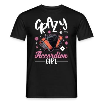 Crazy Accordion Girl Accordionist - Men's T-Shirt - black - Front - AI Model Male 178 light (178cm)