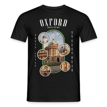 Oxford Angleterre Royaume-Uni City Skyline Vintage Rétro - T-shirt homme - noir - Devant - AI Model Male 178 light (178cm)