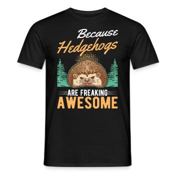 Because Hedgehogs are freaking awesome Igel - Men's T-Shirt - black - Front - AI Model Male 178 light (178cm)