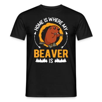 Zuhause ist wo mein Biber ist Biberdamm - Männer T-Shirt - Schwarz - Vorne - AI Model Male 178 light (178cm)