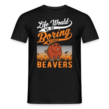 Biber Geschenk Biberdamm - Männer T-Shirt - Schwarz - Vorne - AI Model Male 178 light (178cm)
