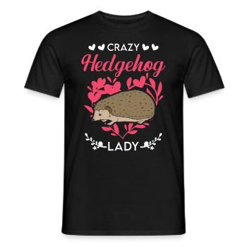 Crazy Hedgehog lady Hedgehog Prickly - Men's T-Shirt - black - Front - AI Model Male 178 light (178cm)