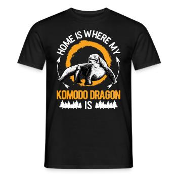 La maison est l’endroit où mon dragon de Komodo est Waran - T-shirt homme - noir - Devant - AI Model Male 178 light (178cm)