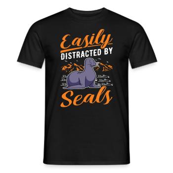 Easily distracted by Seal Robbe Sea Lion - Men's T-Shirt - black - Front - AI Model Male 178 light (178cm)