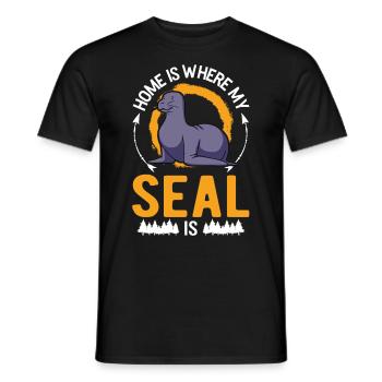 Zuhause ist wo meine Robbe ist Seehund Seelöwe - Männer T-Shirt - Schwarz - Vorne - AI Model Male 178 light (178cm)