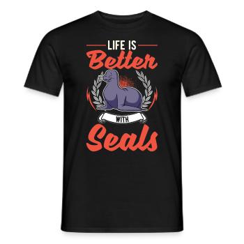 Das Leben ist besser mit einem Seehund Robbe - Männer T-Shirt - Schwarz - Vorne - AI Model Male 178 light (178cm)