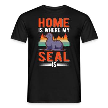 Zuhause ist wo meine Robbe ist Seehund Seelöwe - Männer T-Shirt - Schwarz - Vorne - AI Model Male 178 light (178cm)
