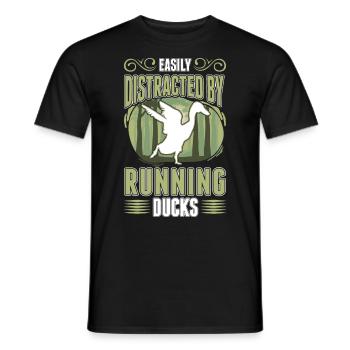 Easily distracted by Running Ducks Laufente - Men's T-Shirt - black - Front - AI Model Male 178 light (178cm)