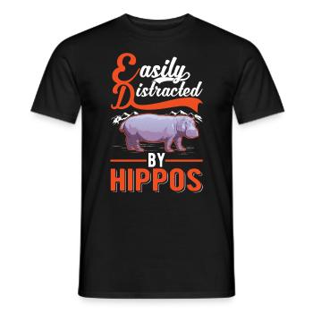 Facilement distrait par les hippopotames Hippopotame Hippopotame - T-shirt homme - noir - Devant - AI Model Male 178 light (178cm)