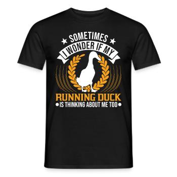 Indian Running Duck Bouteille cadeau Canard Canard - T-shirt homme - noir - Devant - AI Model Male 178 light (178cm)