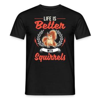 La vie est meilleure écureuil - T-shirt homme - noir - Devant - AI Model Male 178 light (178cm)