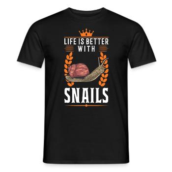 Life is better with a snail - Men's T-Shirt - black - Front - AI Model Male 178 light (178cm)