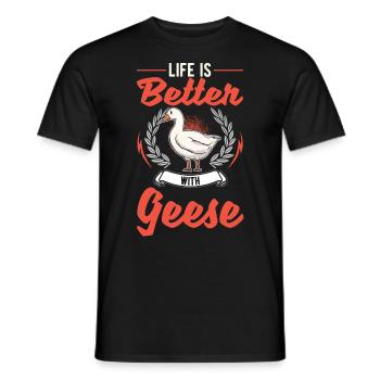 Life is better with geese goose breeders - Men's T-Shirt - black - Front - AI Model Male 178 light (178cm)