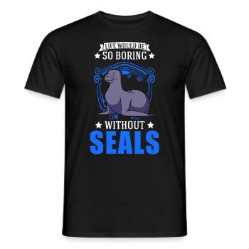 Cadeau de phoque Phoque Lion de mer - T-shirt homme - noir - Devant - AI Model Male 178 light (178cm)