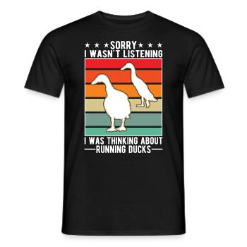 Indian Running Duck Bouteille cadeau Canard Canard - T-shirt homme - noir - Devant - AI Model Male 178 light (178cm)