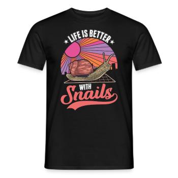 Life is better with a snail - Men's T-Shirt - black - Front - AI Model Male 178 light (178cm)