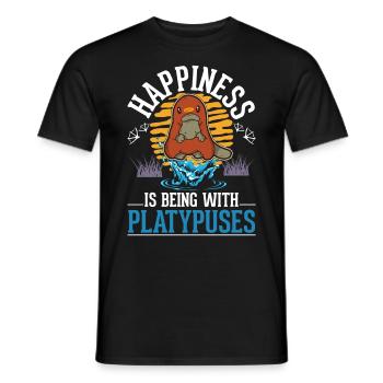 Happiness is being with Platypuses Platypus - Men's T-Shirt - black - Front - AI Model Male 178 light (178cm)