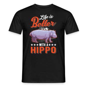 La vie est meilleure avec un hippopotame - T-shirt homme - noir - Devant - AI Model Male 178 light (178cm)