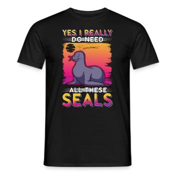 Cadeau de phoque Phoque Lion de mer - T-shirt homme - noir - Devant - AI Model Male 178 light (178cm)