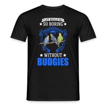 Budgerigar Gift Welli cockatiel - Men's T-Shirt - black - Front - AI Model Male 178 light (178cm)