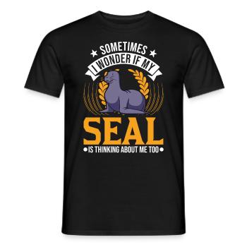 Cadeau de phoque Phoque Lion de mer - T-shirt homme - noir - Devant - AI Model Male 178 light (178cm)