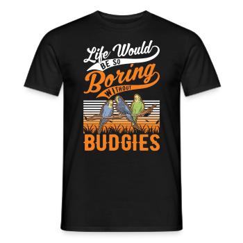 Budgerigar Gift Welli cockatiel - Men's T-Shirt - black - Front - AI Model Male 178 light (178cm)
