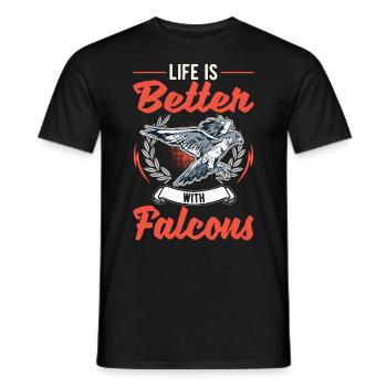 Das Leben ist besser mit Falken Falkner - Männer T-Shirt - Schwarz - Vorne - AI Model Male 178 light (178cm)