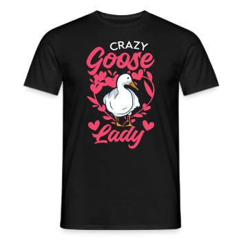 Crazy Goose lady geese goose breeder - Men's T-Shirt - black - Front - AI Model Male 178 light (178cm)
