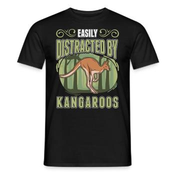 Easily distracted by Kangaroos Kangaroo - Men's T-Shirt - black - Front - AI Model Male 178 light (178cm)