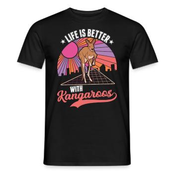 Life is better with a kangaroo - Men's T-Shirt - black - Front - AI Model Male 178 light (178cm)