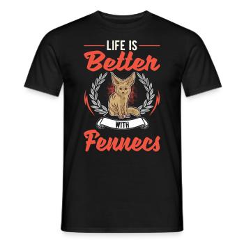 Das Leben ist besser mit Fenneks - Männer T-Shirt - Schwarz - Vorne - AI Model Male 178 light (178cm)