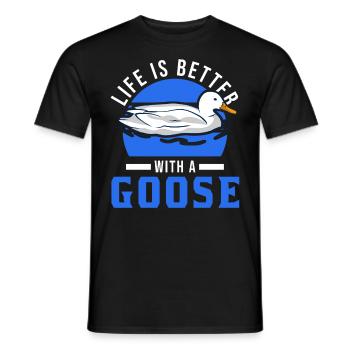 Life is better with a goose goose breeder - Men's T-Shirt - black - Front - AI Model Male 178 light (178cm)