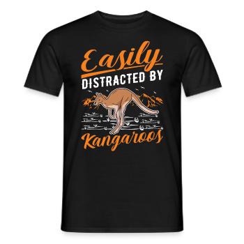 Easily distracted by Kangaroos Kangaroo - Men's T-Shirt - black - Front - AI Model Male 178 light (178cm)