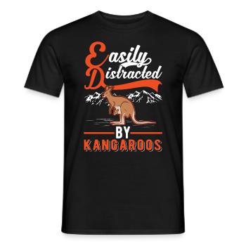 Easily distracted by Kangaroos Kangaroo - Men's T-Shirt - black - Front - AI Model Male 178 light (178cm)