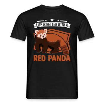 La vie est meilleure avec un panda roux - T-shirt homme - noir - Devant - AI Model Male 178 light (178cm)