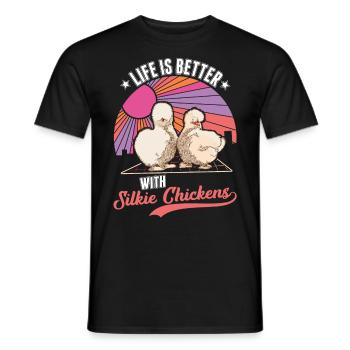 La vie est meilleure avec un poulet en soie - T-shirt homme - noir - Devant - AI Model Male 178 light (178cm)