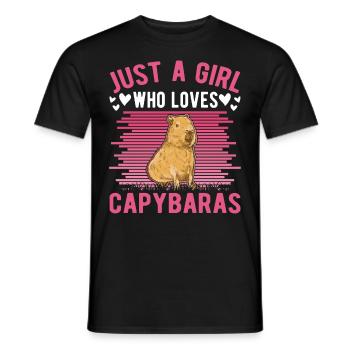 Just a Girl Who loves Capybaras Capybara Mädchen - Men's T-Shirt - black - Front - AI Model Male 178 light (178cm)